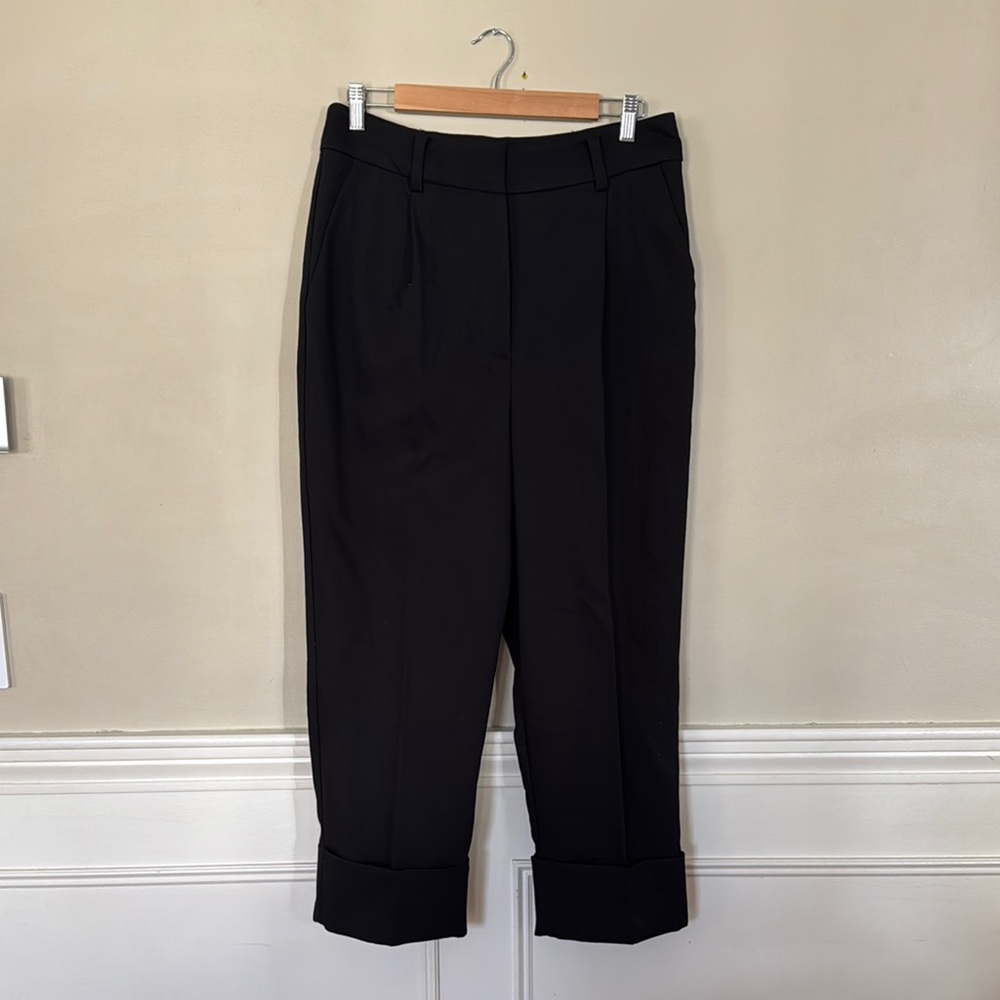 Mango Black Women's Tailored Pants cropped with cuff
